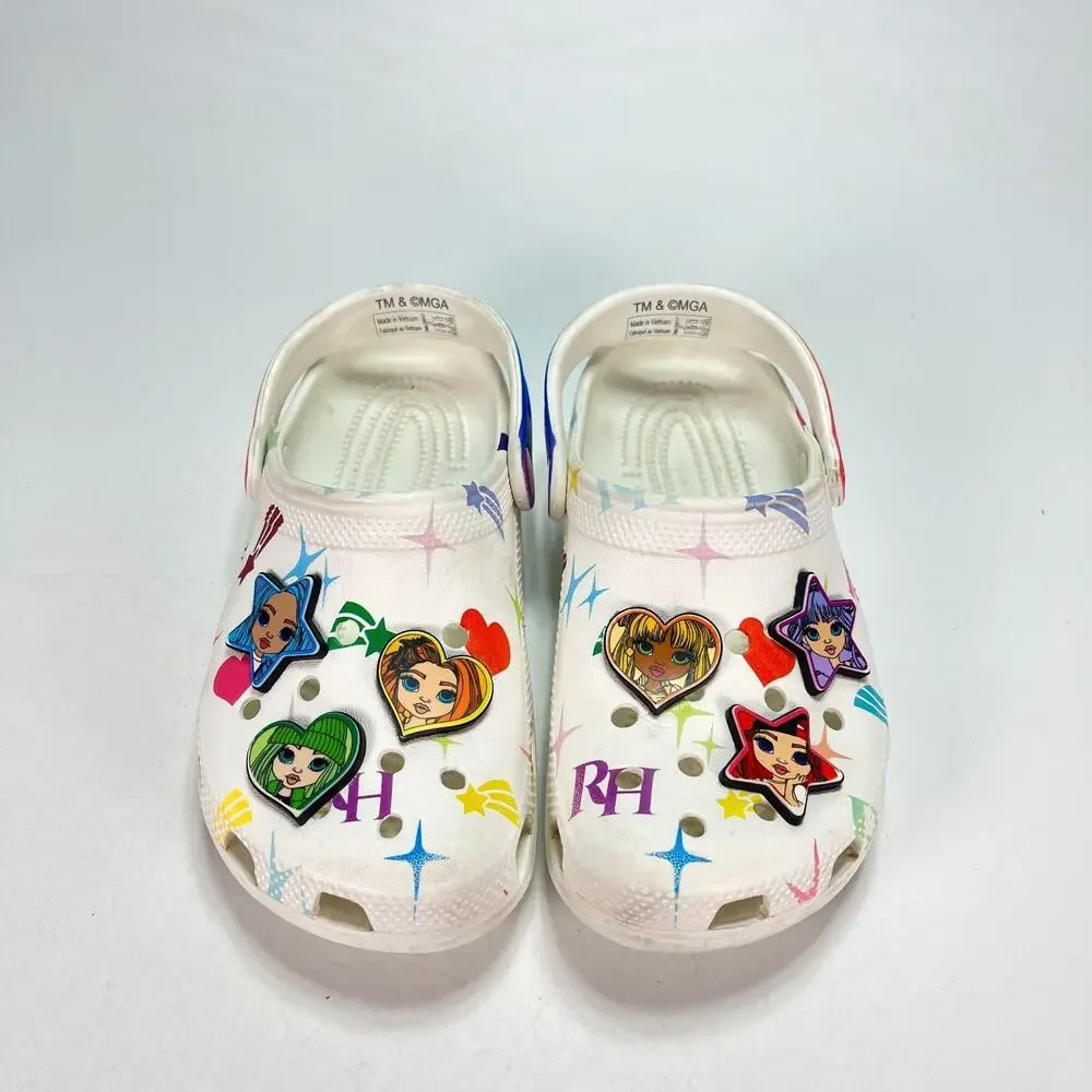 Crocs Classic Rainbow High Clogs White Fashion Dolls Shoes 208117 Youth Size 1
